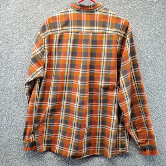 Eddie Bauer Men’s Classic Fit Orange Plaid Shirt Size XL Long Sleeve Pockets - Picture 6 of 7